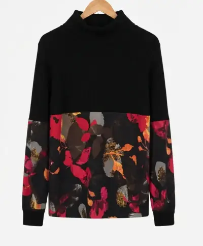 Suéter de cuello alto con diseño floral - miniatura 2