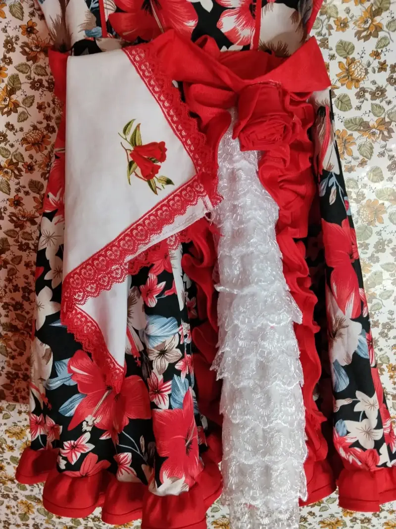 Vestido de huasa para niña con pañuelo - 6