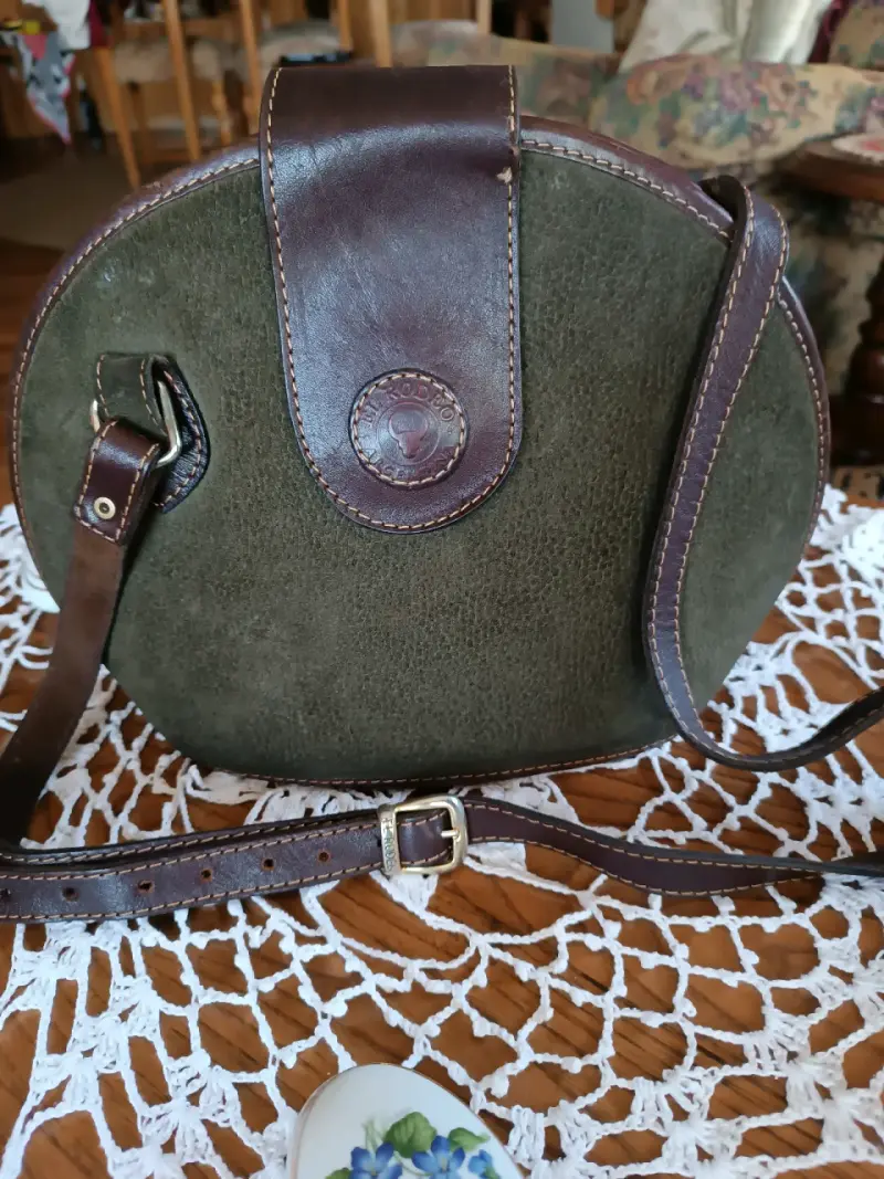 Bolso de cuero y tela El Rodeo verde - 2