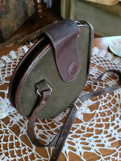 Bolso de cuero y tela El Rodeo verde - miniatura 3
