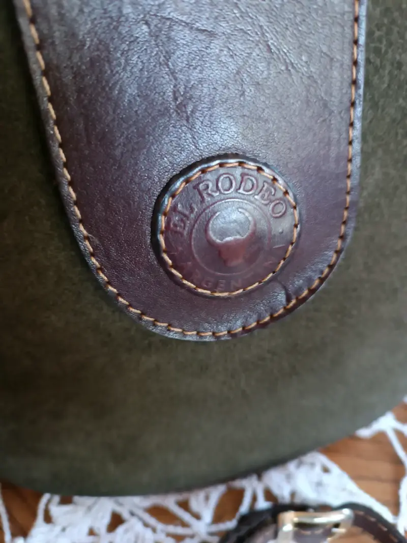 Bolso de cuero y tela El Rodeo verde - 4