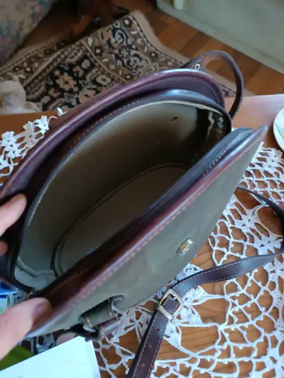 Bolso de cuero y tela El Rodeo verde - miniatura 5