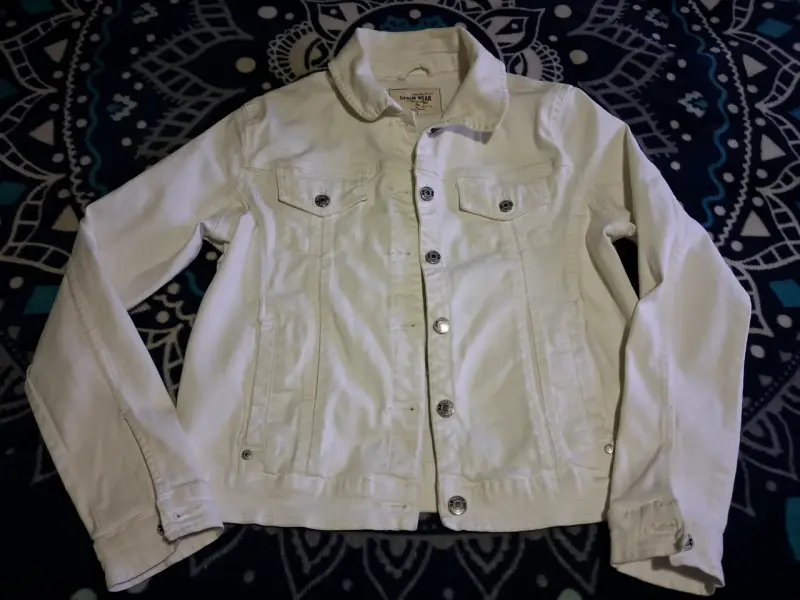 Chaqueta de mezclilla blanca para mujer - 1
