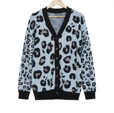 Cárdigan de Leopardo Azul para Mujer - miniatura 1