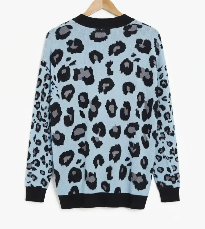 Cárdigan de Leopardo Azul para Mujer - 2