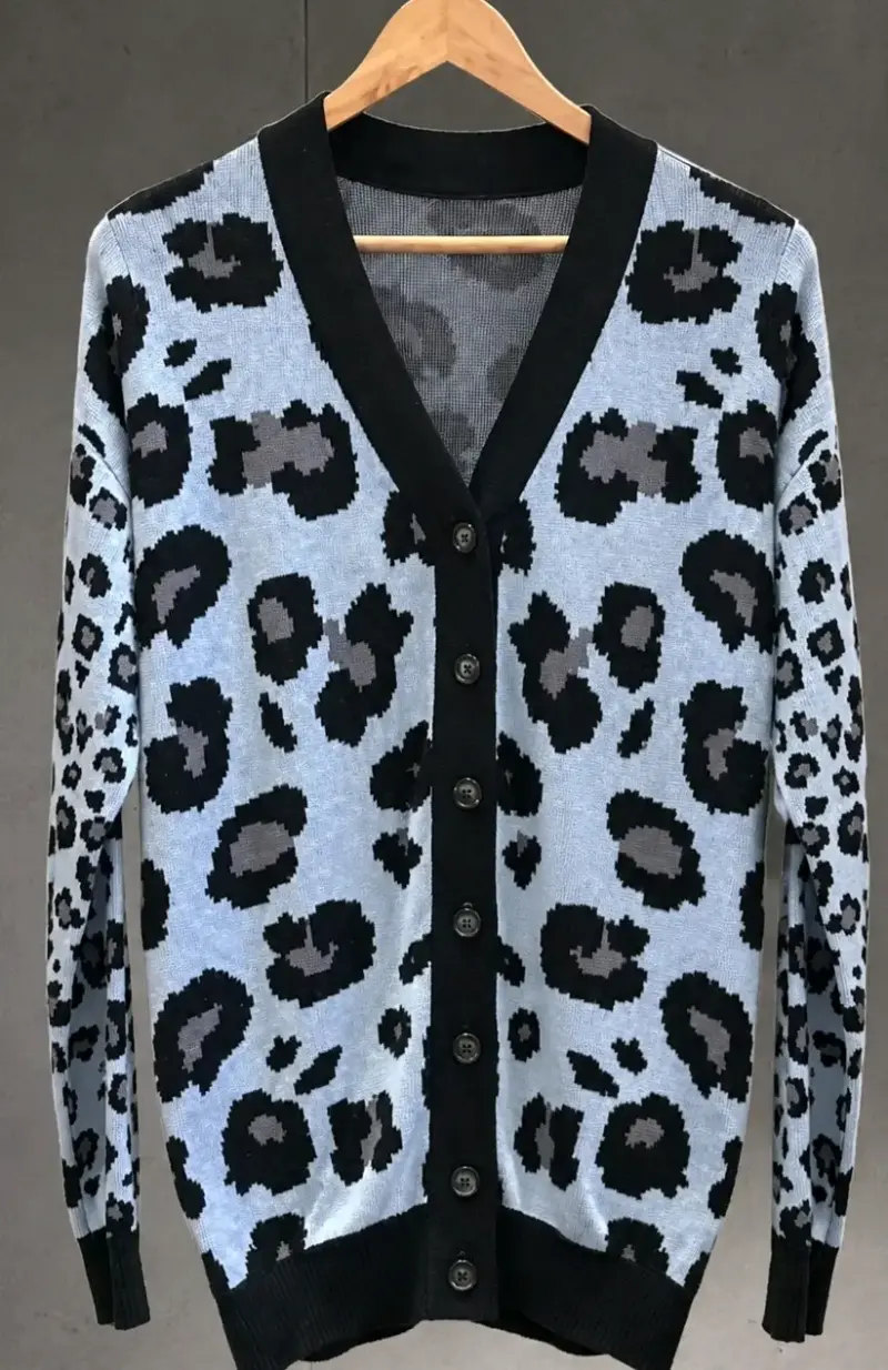 Cárdigan de Leopardo Azul para Mujer - 3