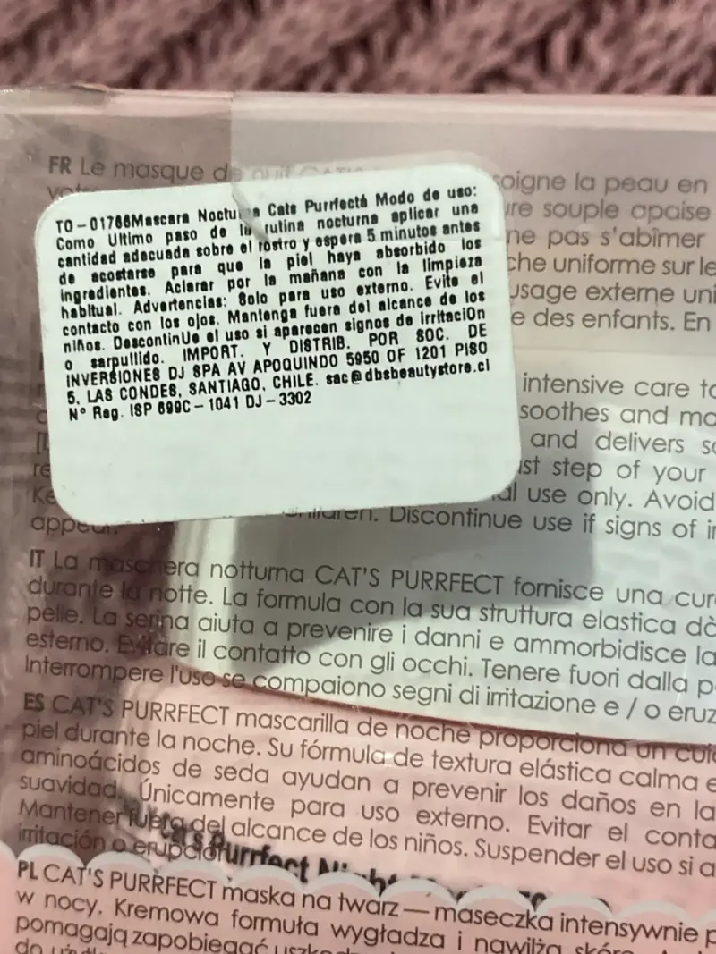 Mascarilla Nocturna Hidratante Tonymoly Cat's Purrfect - 4