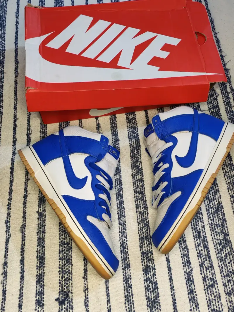 Zapatillas Nike Dunk High azules y blancas 12 US - 4