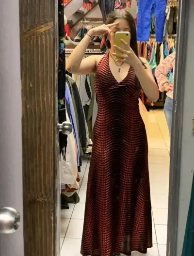 Vestido de fiesta largo rojo - miniatura 1