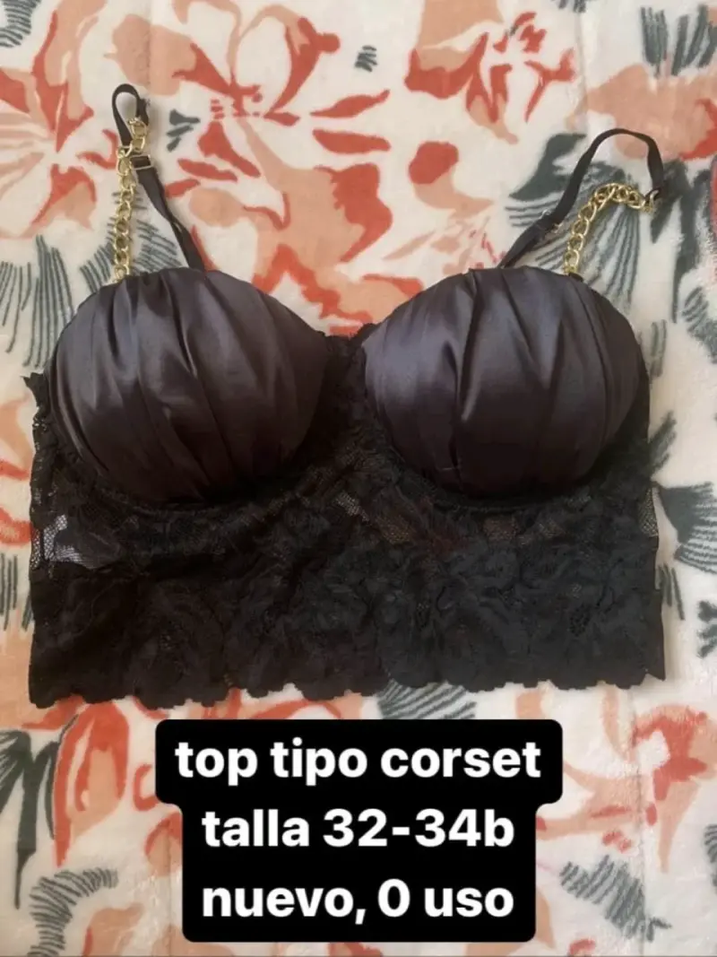 Top tipo corset negro nuevo talla 32-34B