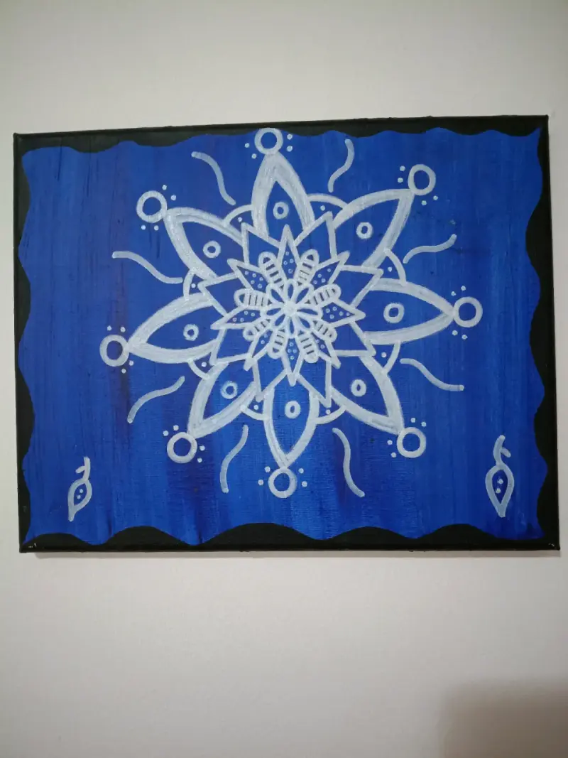 Cuadro Decorativo Mandala Azul y Blanco