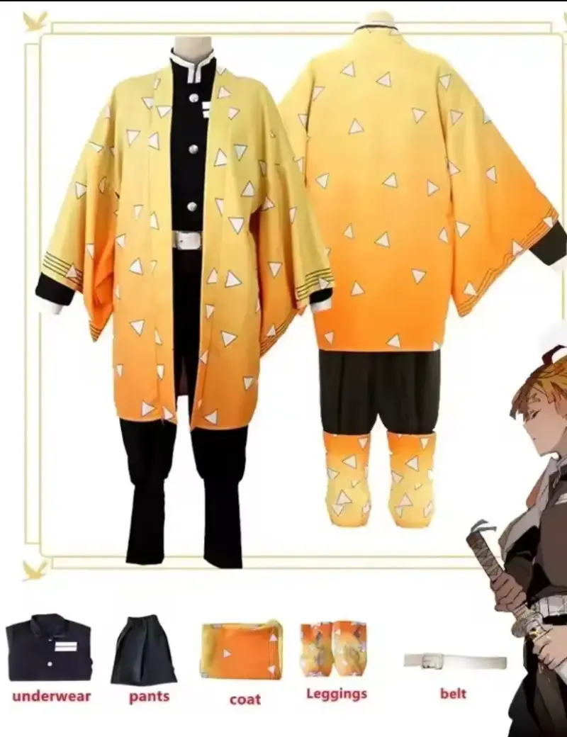 Disfraz de personaje anime con abrigo amarillo