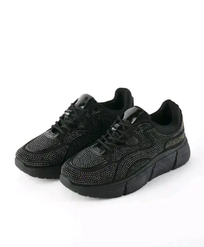 Zapatillas negras con detalles brillantes  mujer - miniatura 1