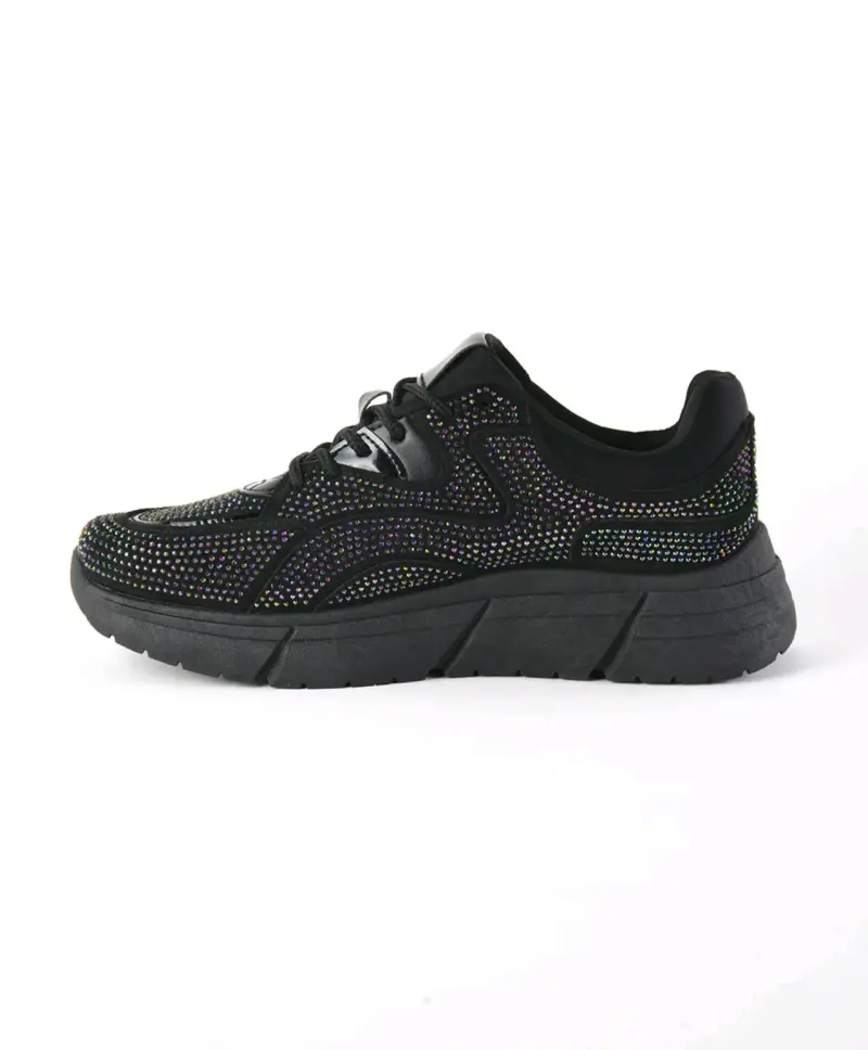 Zapatillas negras con detalles brillantes  mujer - 2