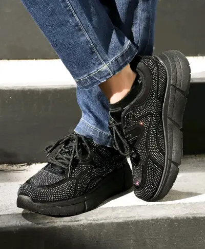 Zapatillas negras con detalles brillantes  mujer - miniatura 4