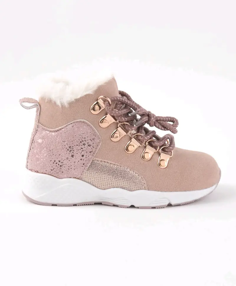 Botines rosados con forro de peluche para niña - 2