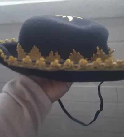 Sombrero negro con diseño dorado - miniatura 2