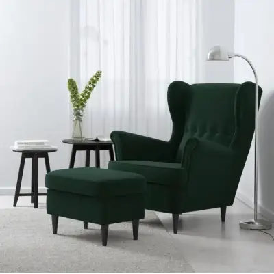 Sillón con Reposapiés Verde Oscuro IKEA STRANDMON - miniatura 1