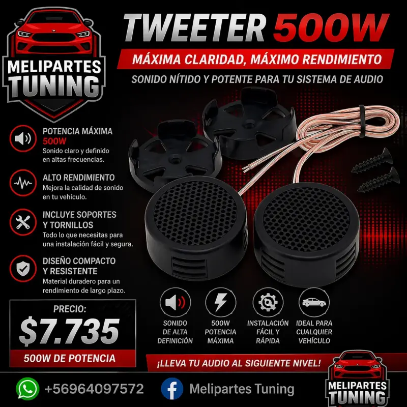 Tweeter 500W para Auto con Soportes