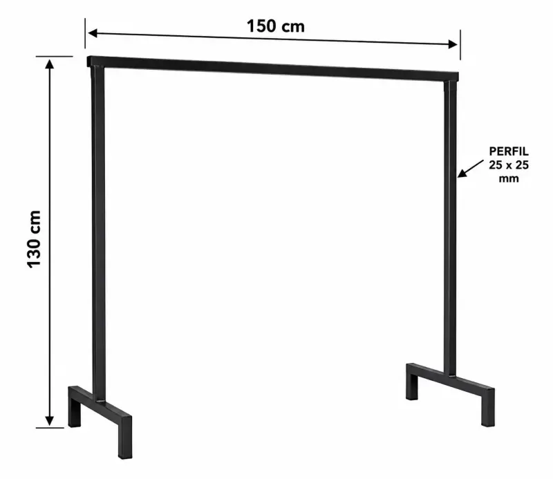 Perchero de metal negro para ropa 150 cm - 2