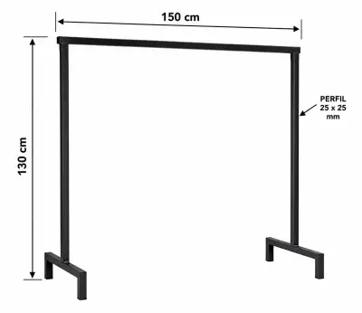 Perchero de metal negro para ropa 150 cm - miniatura 2