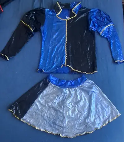 Disfraz de dos piezas azul y negro con detalles dorados - miniatura 1