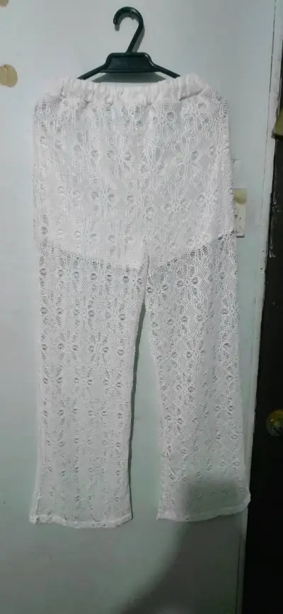 Pantalones de encaje blanco para mujer - miniatura 2