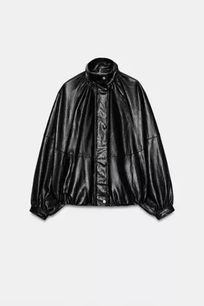 Chaqueta Oversize Negra de Cuero Sintético - miniatura 1