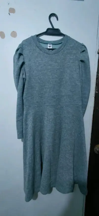 Vestido verde agua de manga larga para mujer - miniatura 1