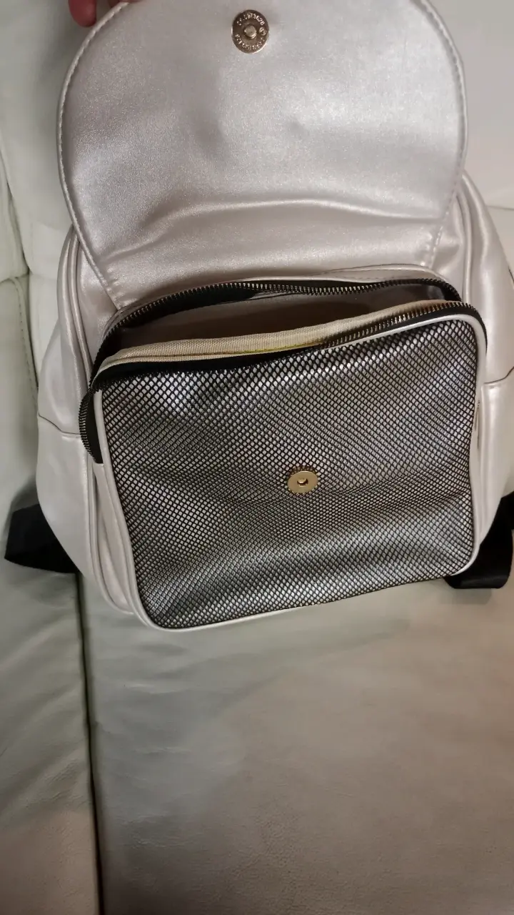 Mochila plateada con bolsillo frontal WK - 3