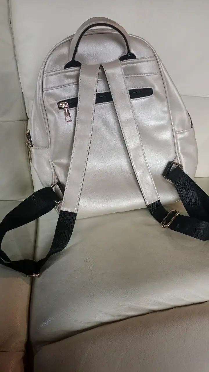 Mochila plateada con bolsillo frontal WK - 4