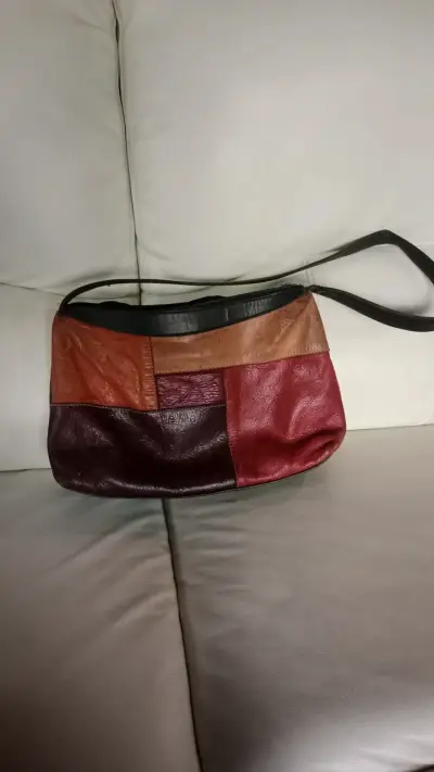 Cartera de cuero multicolor estilo vintage - miniatura 1