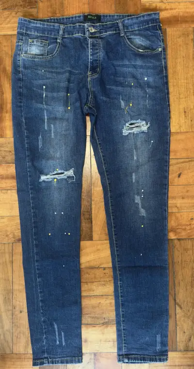 Jeans Tipo Zara (Hustla) Distressed Blue Talla 46 - miniatura 1