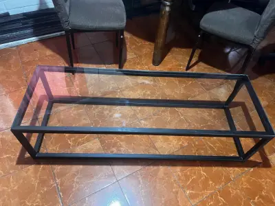 Mesa de Centro de Vidrio y Metal Moderna - miniatura 4