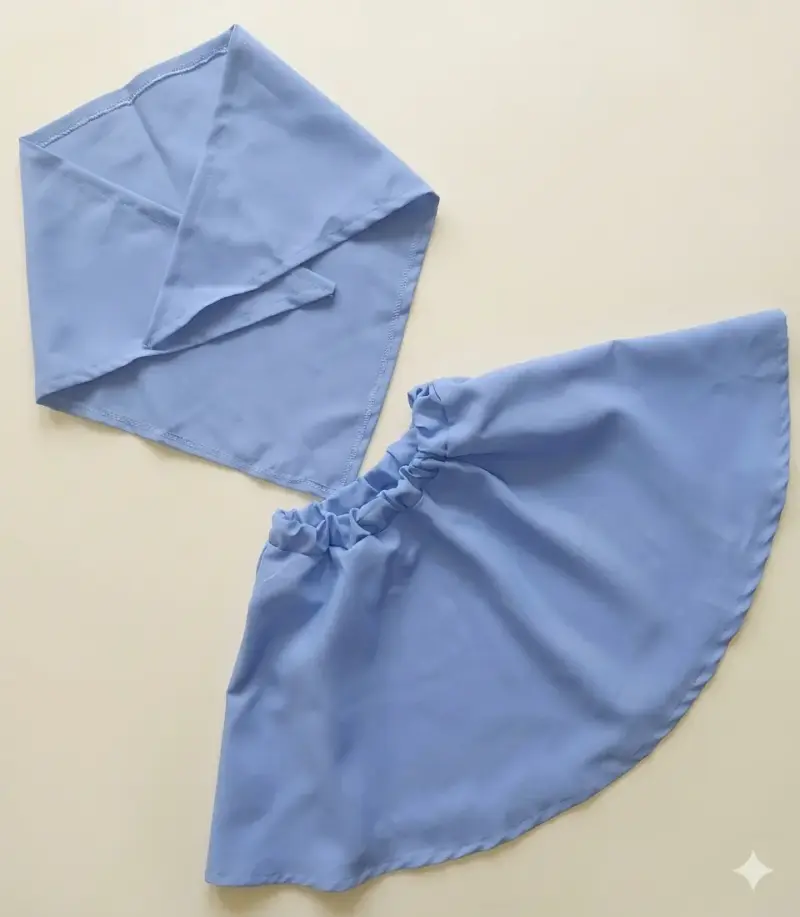 Conjunto de falda y pañuelo celeste para niña