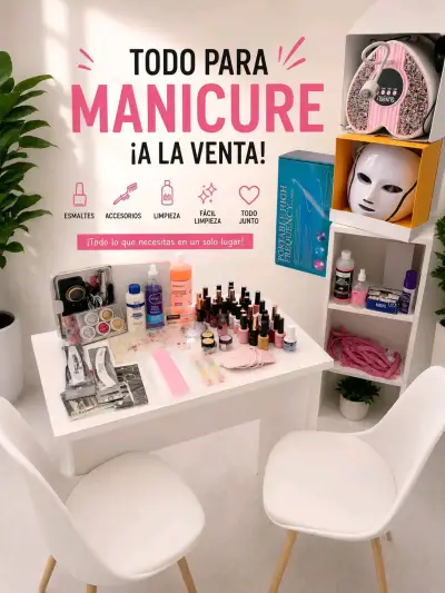 Set de Mesa y Sillas Blancas para Manicure - miniatura 2