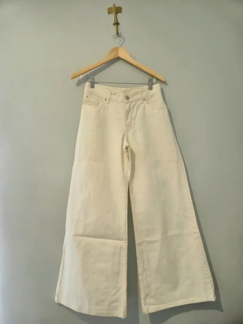 Pantalones Wide Leg color crema - 1