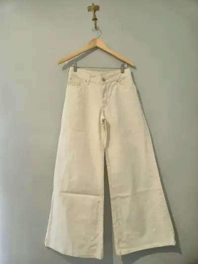 Pantalones Wide Leg color crema - miniatura 1