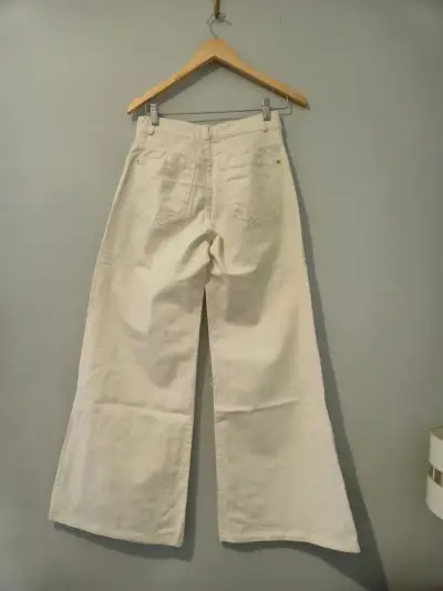Pantalones Wide Leg color crema - miniatura 2