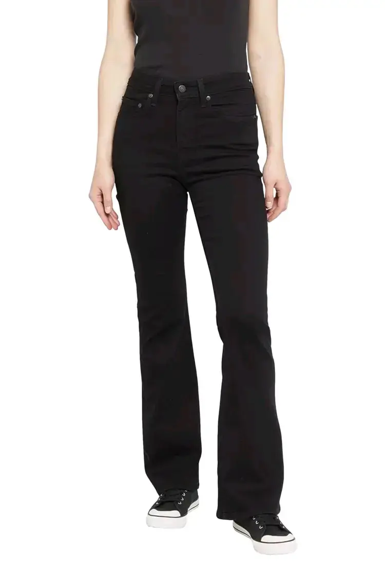 Jeans negros acampanados para mujer