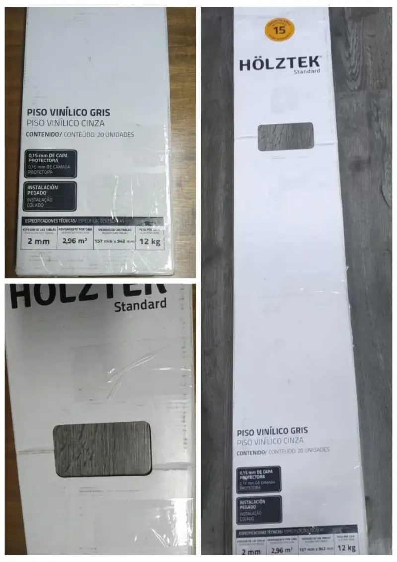 Piso Vinílico Gris Hölztek 2mm 2.96m²