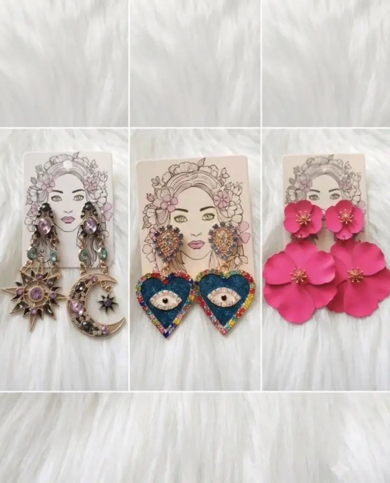 Set de aros colgantes con diseños únicos - 4