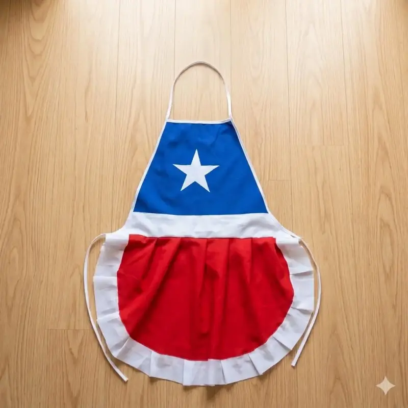 Delantal de cocina con diseño bandera chilena