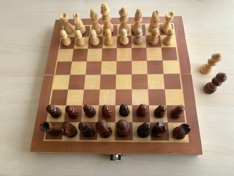 Juego de ajedrez magnético, de madera, plegable - 2