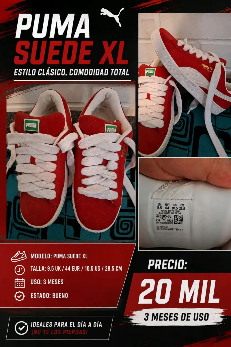 Zapatillas Puma Suede XL rojas usadas - 1
