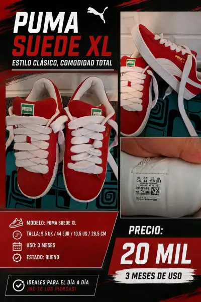 Zapatillas Puma Suede XL rojas usadas - miniatura 1
