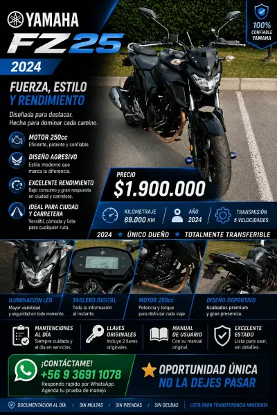 Moto Yamaha FZ25 2024 en excelente estado - miniatura 1