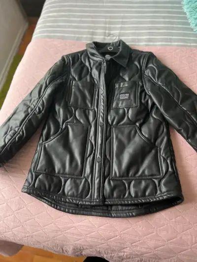 Chaqueta de cuero reciclado Wild Lama negra - miniatura 4