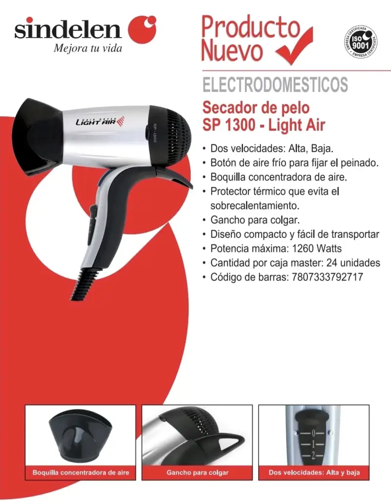 Secador de Pelo Sindelen SP-1300 con Boquilla - 4