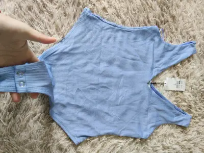 Body azul claro de algodón para mujer - miniatura 2